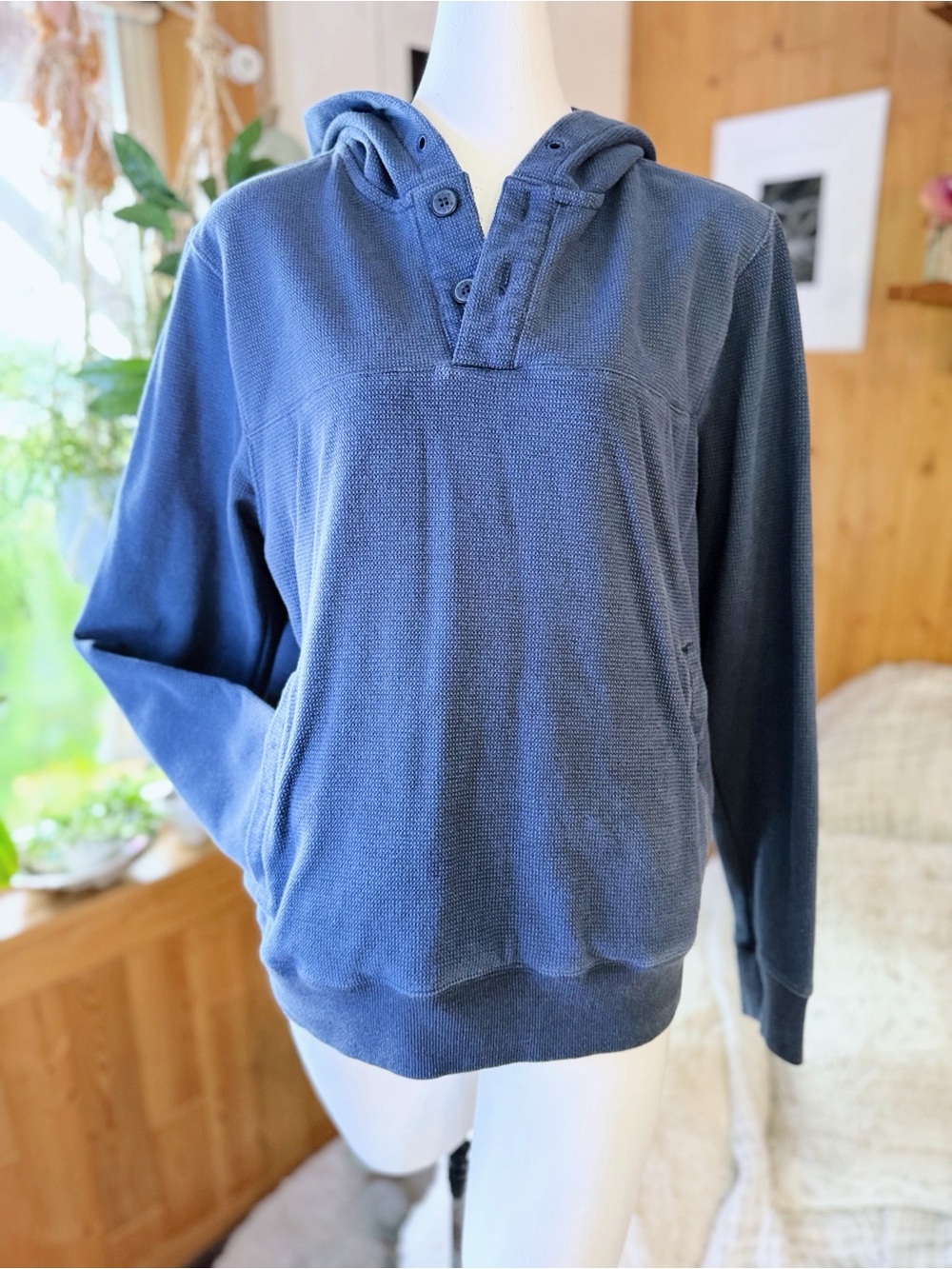 RVCA Navy Blue Thermal Knit Pullover Hoodie Regular Fit Size Small Men’s